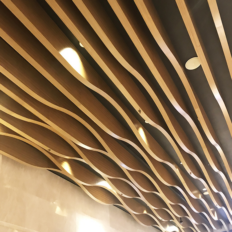 木纹铝合金u型铝方通 铝格栅天花吊顶幕墙装饰材料批发厂家