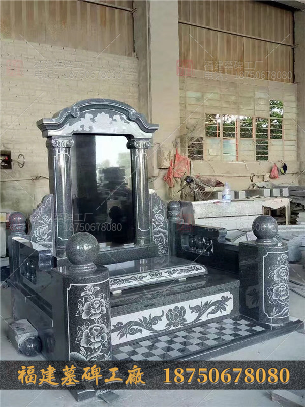 广东兴宁农村墓地设计效果图 红色墓碑 定做工艺