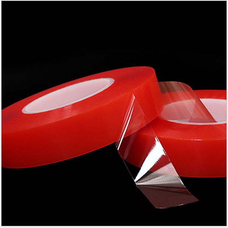 耐高温PET红膜胶带 透明双面胶 强力高粘红膜双面胶