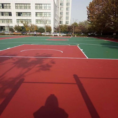 豪玉体育 专业施工 硅PU球场 弹性塑胶彩色篮球场 路面