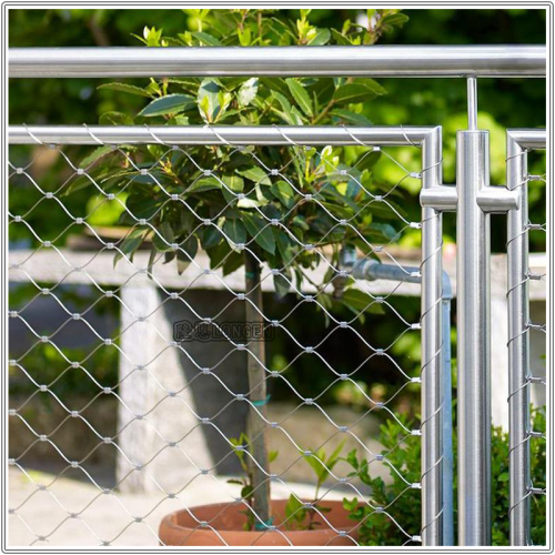 阳台栏杆安全防护网 空中栈道防坠网 卡扣不锈钢绳网