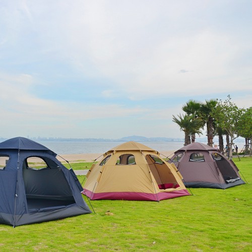 户外野营帐篷 六角多人沙滩公园遮阳全自动折叠速开露营便携帐篷