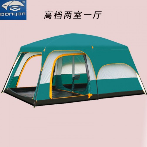 户外露营野营大空间帐篷防风防雨透气简易收纳两室一厅